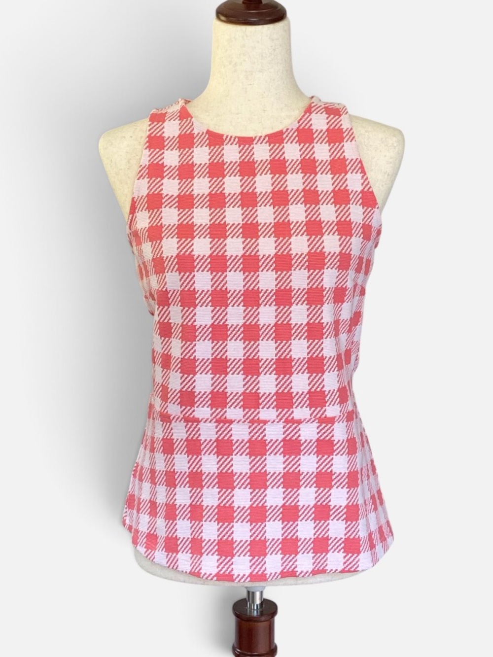Ann Taylor Gingham Peplum Sleeveless Top